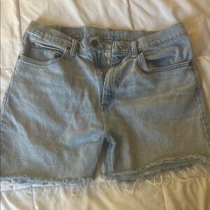 Light Blue High-Waisted Jean Shorts with Raw Hem